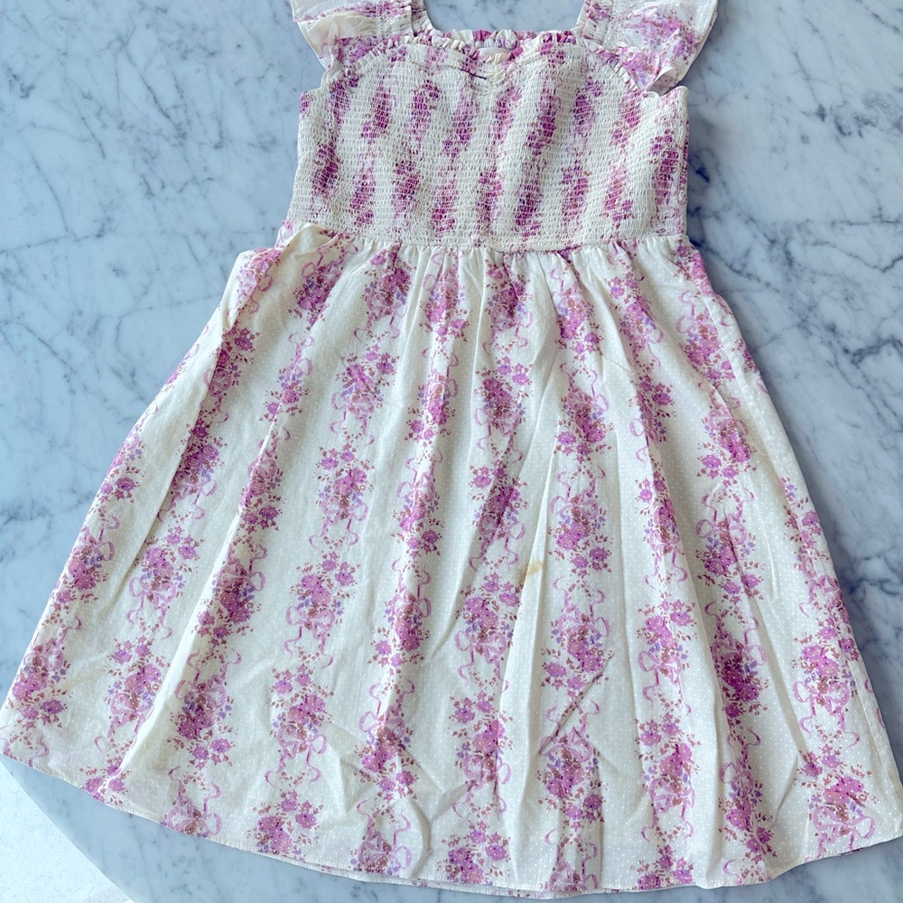 Love Shack Fancy Girls Floral pink and cream dress.  Size 12Y. Like new.